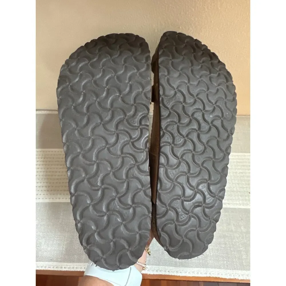 BIRKENSTOCK Yara Ankle Wrap Sandal Brown Leather Size 41/ US 10-10.5